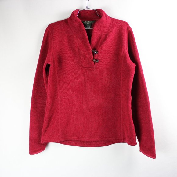 Eddie Bauer Red Toggle-button Collar Sweater - Picture 2 of 15
